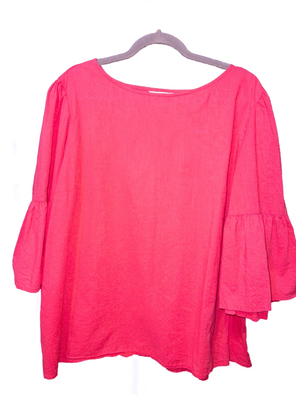 Time and Tru Women’s XXL 20 Coral Pink Bell Sleeve Blouse Boho Tunic Top